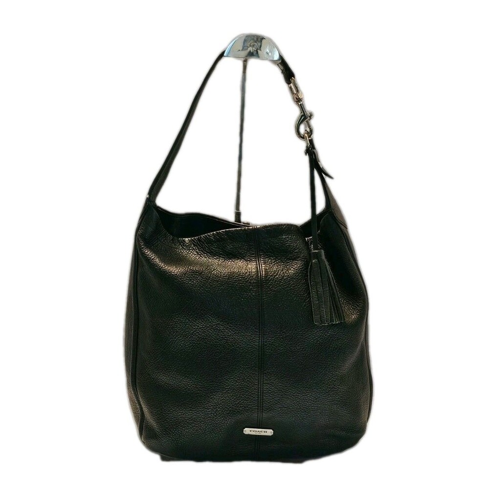 Vtg COACH Avery Pebbled Black Leather Hobo F12309 Immaculate Rare Teal Interior